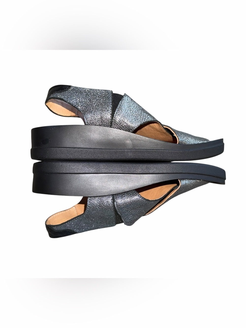 Vital Arch Metallic Silver Platform Slingback Sandals Size 38 NWOT - Picture 4 of 7
